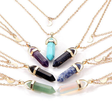 Natural Healing Stone Moon Necklace-Your Soul Place